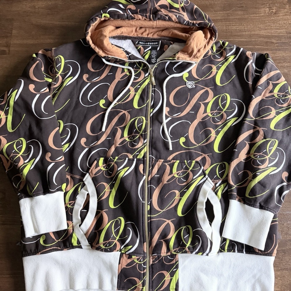 Vintage Rocawear Zip-Up Hoodie Y2K Mens Size 3XL